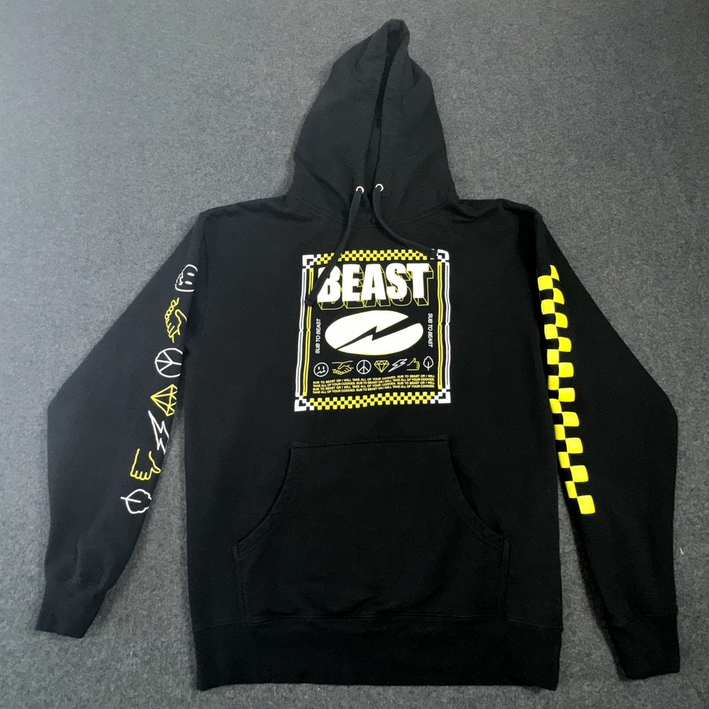 MrBeast Sub to Beast Black Graphic Hoodie Mens Large SS4500P YouTube Merch